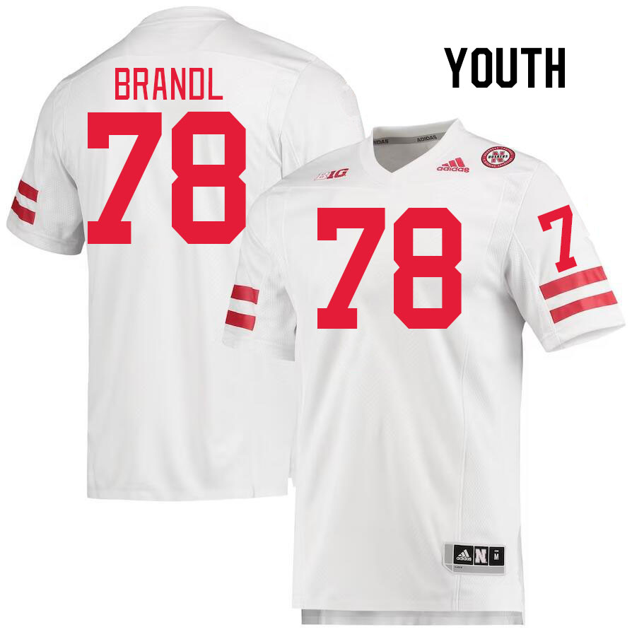 Youth #78 Jacob Brandl Nebraska Cornhuskers College Football Jerseys Stitched Sale-White